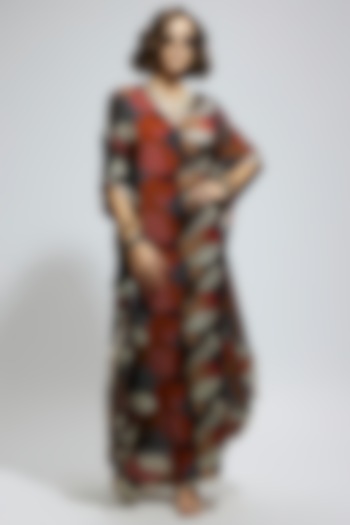 Multi-Colored Crepe Abstract Printed Kaftan Set by SVA BY SONAM & PARAS MODI at Pernia's Pop Up Shop