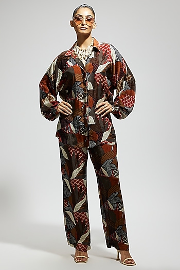 Multi-Colored Crepe Abstract Printed Co-Ord Set by SVA BY SONAM & PARAS MODI at Pernia's Pop Up Shop