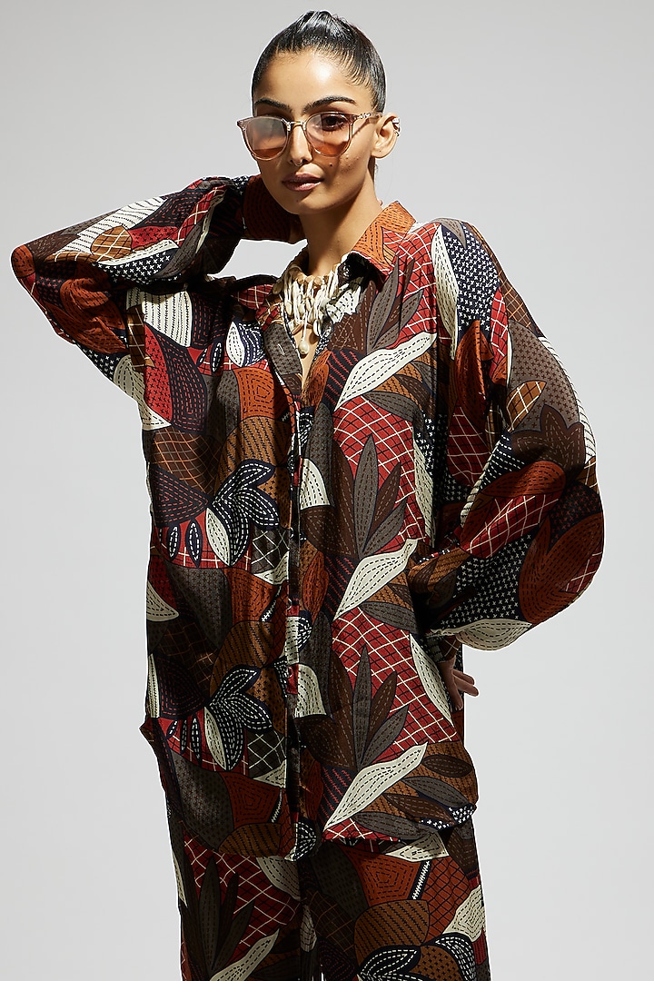 Multi-Colored Crepe Abstract Printed Co-Ord Set by SVA BY SONAM & PARAS MODI at Pernia's Pop Up Shop