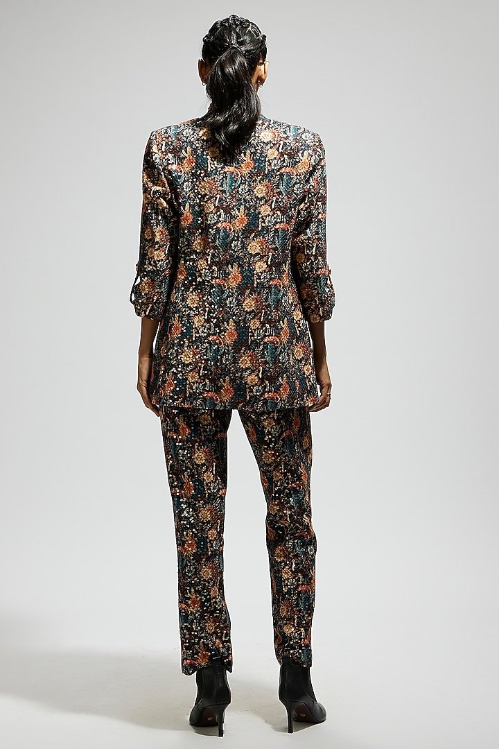 Black Crepe Jaal Embellished Blazer Set by SVA BY SONAM & PARAS MODI at Pernia's Pop Up Shop