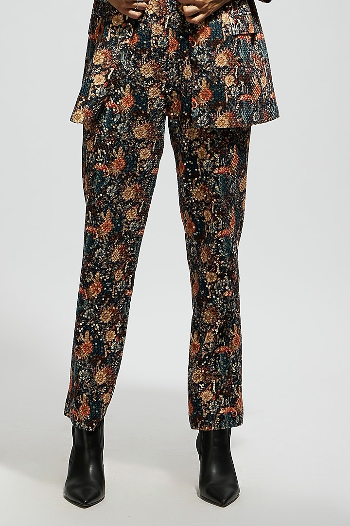 Black Crepe Jaal Embellished Blazer Set by SVA BY SONAM & PARAS MODI at Pernia's Pop Up Shop
