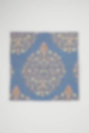 Blue Floral Printed Pocket Square by Sva By Sonam & Paras Modi