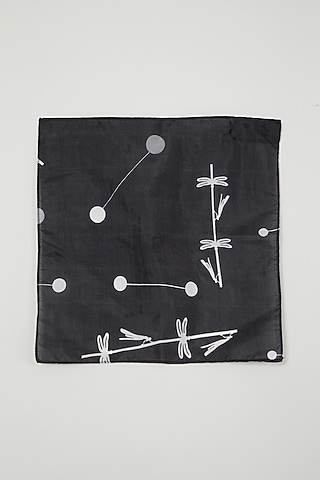 Black Bird Printed Pocket Square by Sva By Sonam & Paras Modi Men