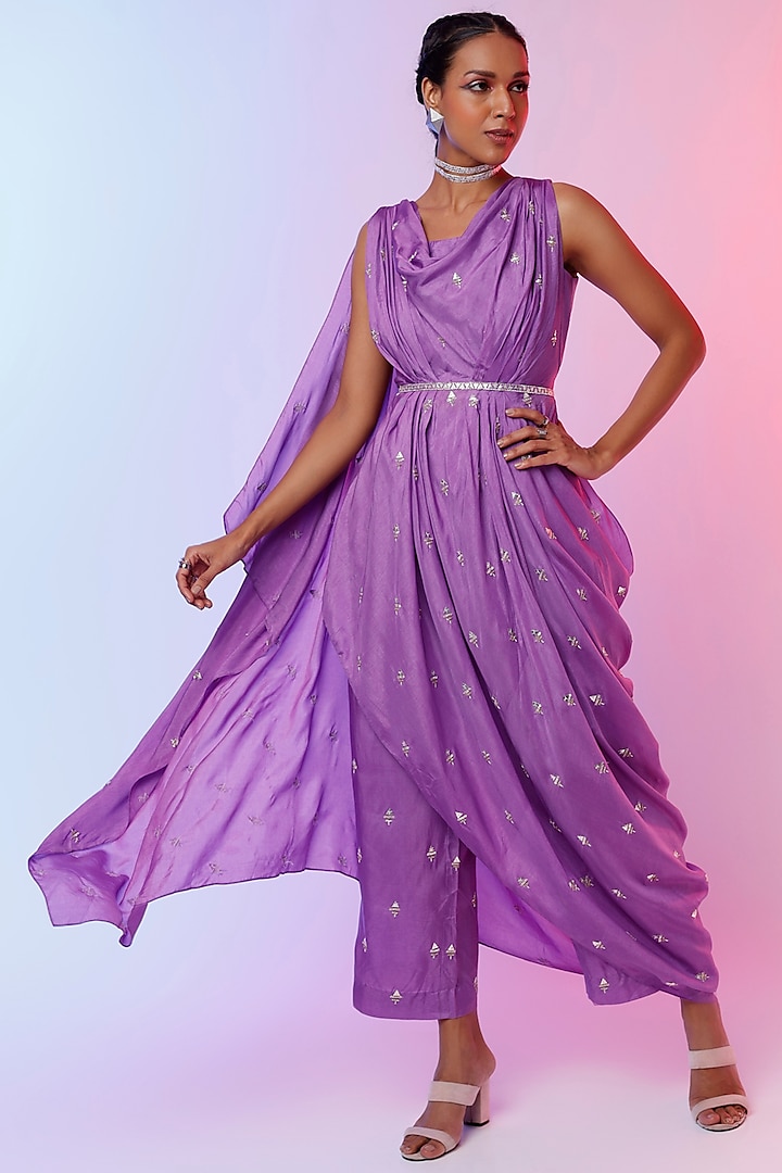 Purple Embellished Tunic Set by SVA BY SONAM & PARAS MODI