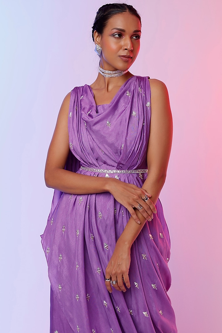 Purple Embellished Tunic Set by SVA BY SONAM & PARAS MODI at Pernia's Pop Up Shop
