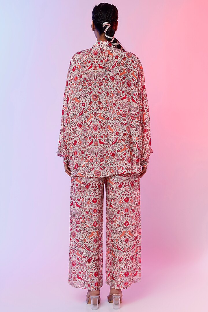 Ivory Printed Shirt Tunic Set by SVA BY SONAM & PARAS MODI at Pernia's Pop Up Shop