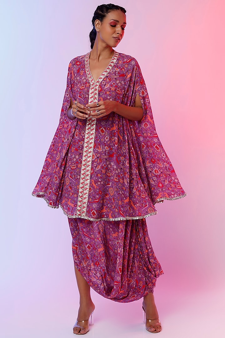 Purple Printed Skirt Set by SVA BY SONAM & PARAS MODI