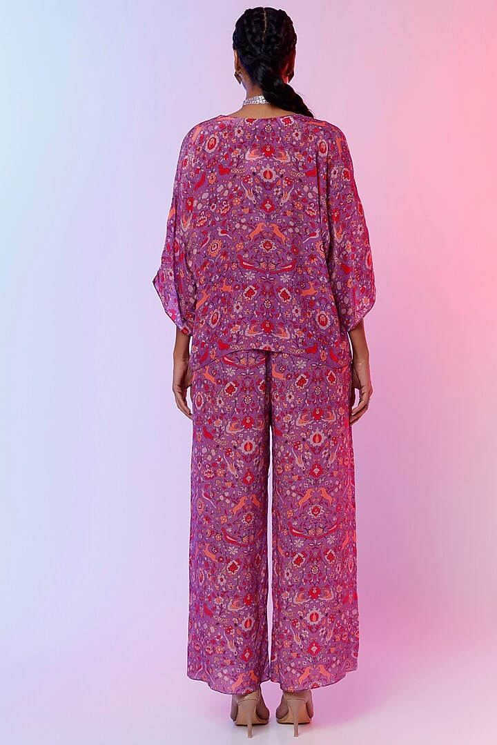 Purple Printed Draped Vacation Dress by SVA BY SONAM & PARAS MODI at Pernia's Pop Up Shop