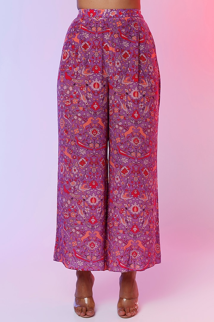 Purple Printed Cape Jacket Set by SVA BY SONAM & PARAS MODI at Pernia's Pop Up Shop