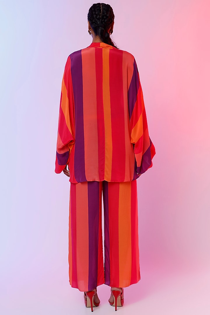 Red Striped Shirt Tunic Set by SVA BY SONAM & PARAS MODI at Pernia's Pop Up Shop
