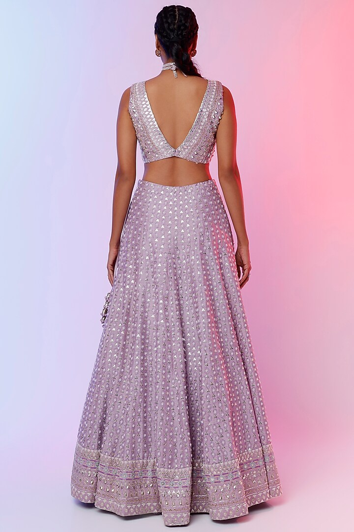 Lilac Embroidered Bridal Lehenga Set by SVA BY SONAM & PARAS MODI at Pernia's Pop Up Shop