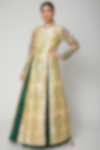 Beige Embellished Kurta With Skirt by SVA BY SONAM & PARAS MODI