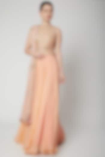 Peach Embroidered Wedding Lehenga Set by SVA BY SONAM & PARAS MODI at Pernia's Pop Up Shop