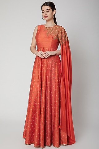 Pureed Anarkali With Cape by SVA BY SONAM & PARAS MODI