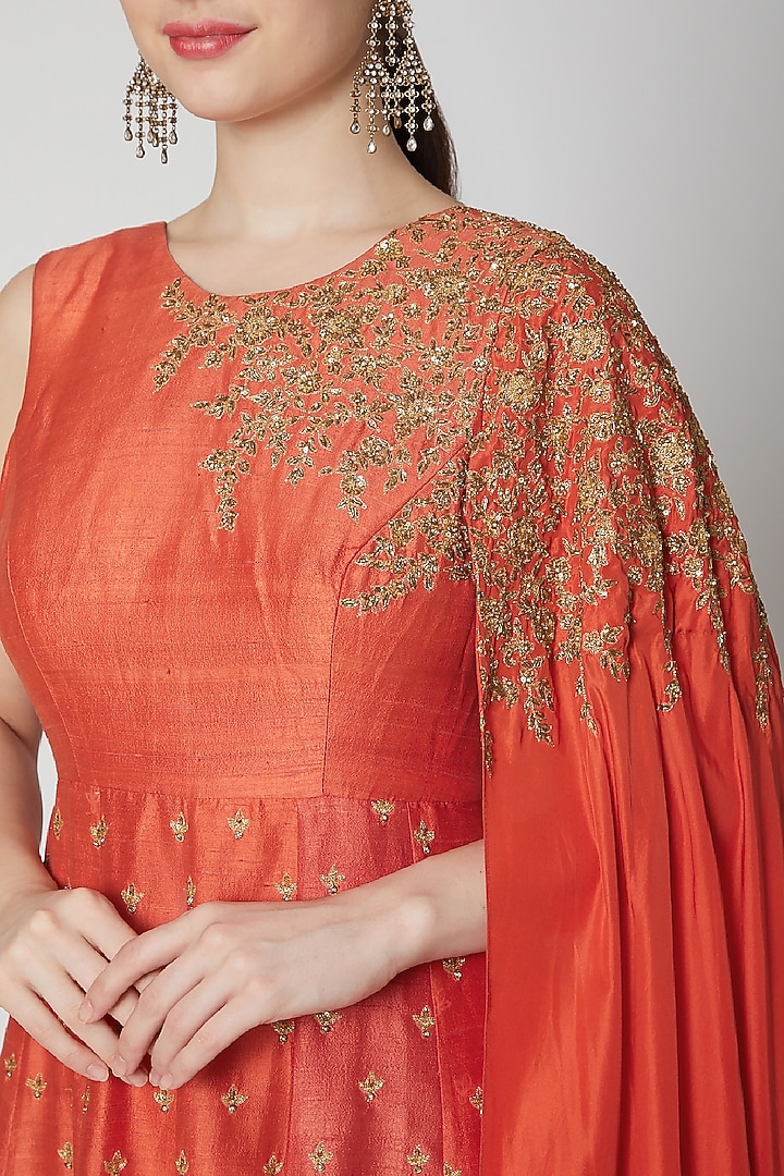 Pureed Bridal Anarkali With Cape by SVA BY SONAM & PARAS MODI at Pernia's Pop Up Shop