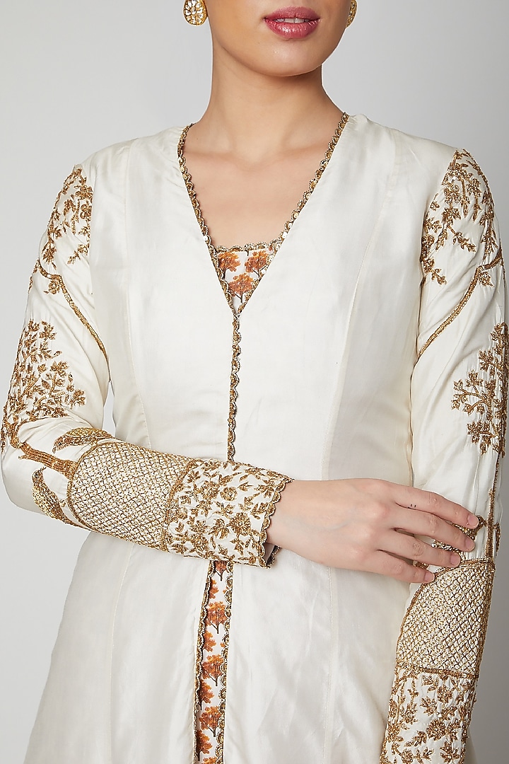 White Embroidered Jacket With Inner by SVA BY SONAM & PARAS MODI at Pernia's Pop Up Shop
