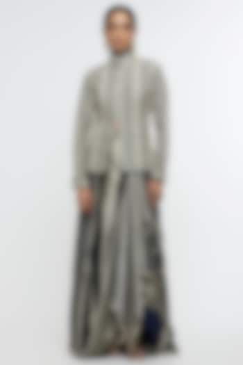 Metallic-Colored Italian Crepe Draped Skirt Set by SVA BY SONAM & PARAS MODI at Pernia's Pop Up Shop