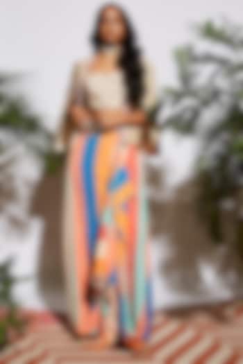 Multi-Coloured Striped Skirt Set by Sva By Sonam & Paras Modi