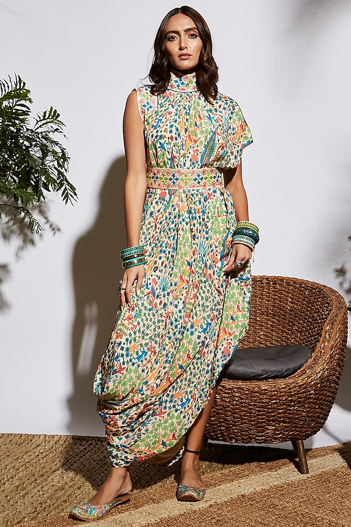 Multi-Coloured Bagh Printed Dress by Sva By Sonam & Paras Modi