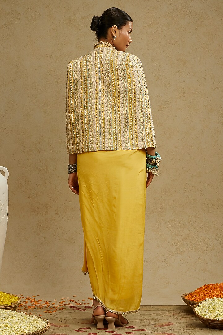 Dandelion Yellow Silk Skirt Set by SVA BY SONAM & PARAS MODI at Pernia's Pop Up Shop