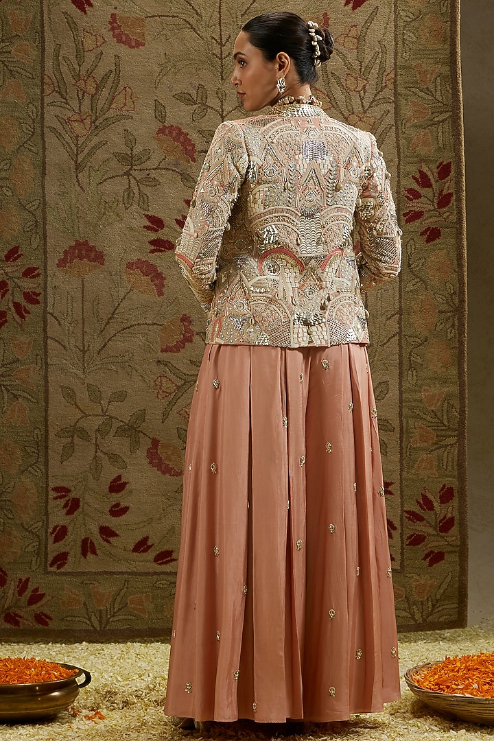 Pink Silk Embellished Jacket Set by SVA BY SONAM & PARAS MODI at Pernia's Pop Up Shop