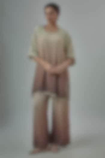 Brown Crepe Butta Printed Co-Ord Set by SVA BY SONAM & PARAS MODI at Pernia's Pop Up Shop