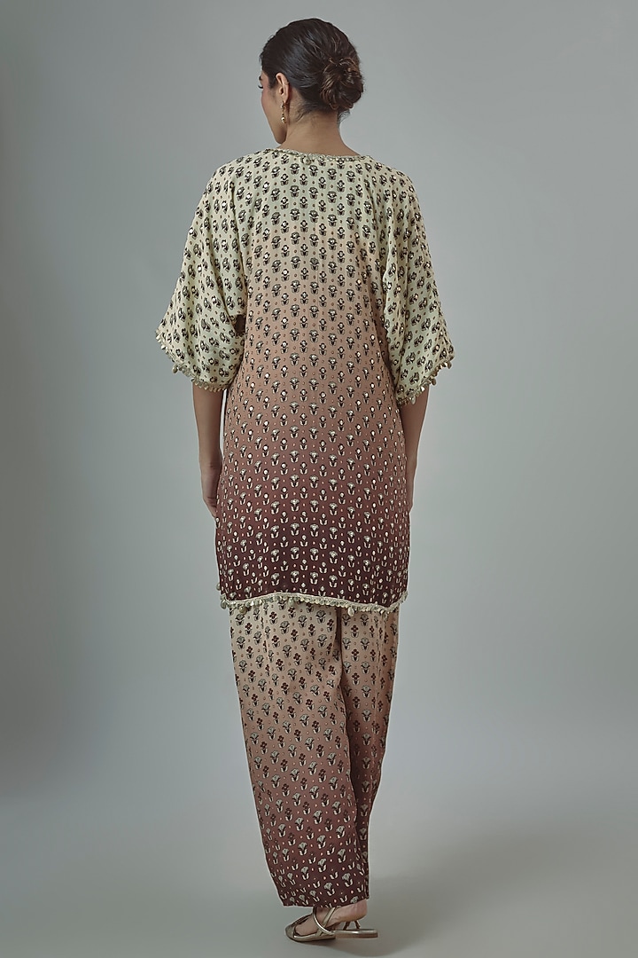 Brown Crepe Butta Printed Co-Ord Set by SVA BY SONAM & PARAS MODI at Pernia's Pop Up Shop