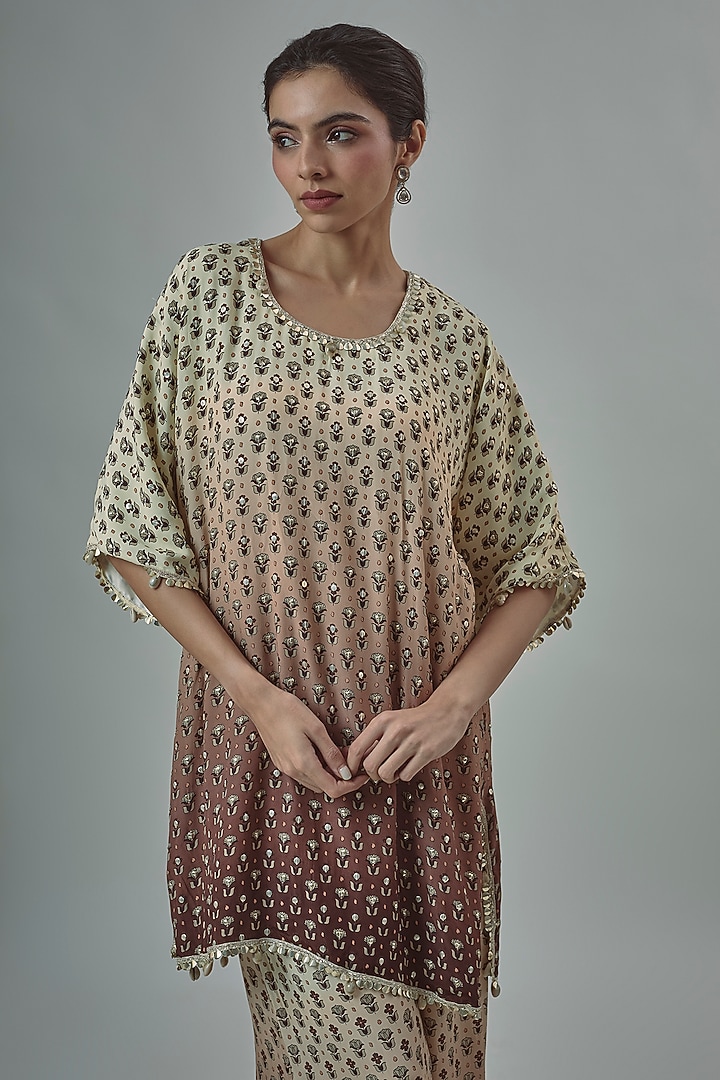 Brown Crepe Butta Printed Co-Ord Set by SVA BY SONAM & PARAS MODI at Pernia's Pop Up Shop