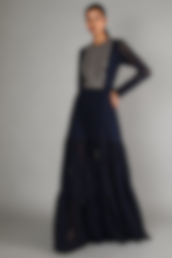 Midnight Blue Embellished Cocktail Dress by Sva By Sonam & Paras Modi at Pernia's Pop Up Shop