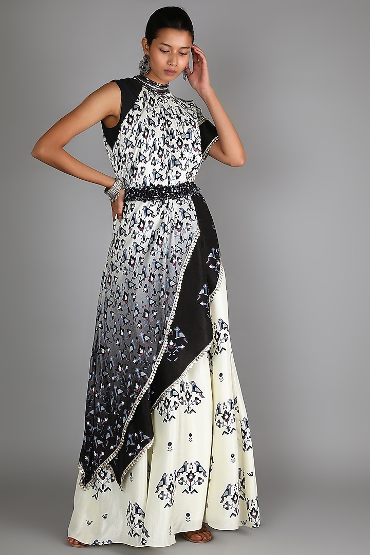 Black & White Printed Sharara Set by Sva By Sonam & Paras Modi at Pernia's Pop Up Shop