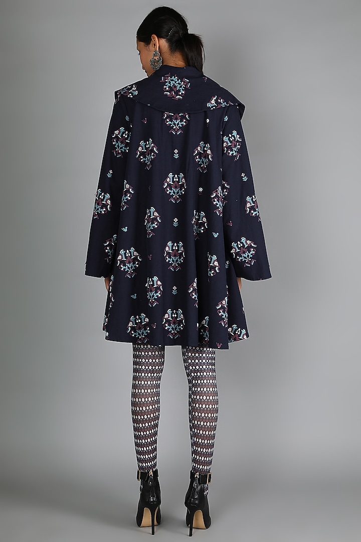 Midnight Blue Denim Jacket Set by Sva By Sonam & Paras Modi at Pernia's Pop Up Shop