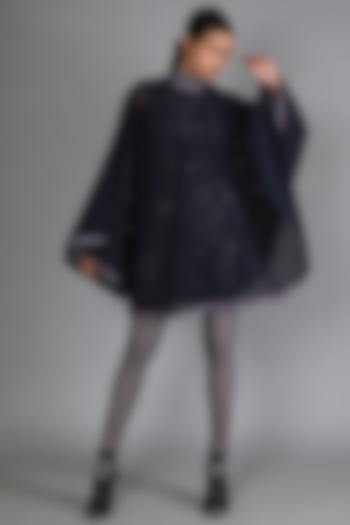 Cobalt Blue Printed Denim Top by Sva By Sonam & Paras Modi at Pernia's Pop Up Shop