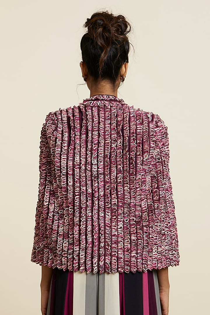 Merlot Silk Textured Jacket by SVA BY SONAM & PARAS MODI at Pernia's Pop Up Shop