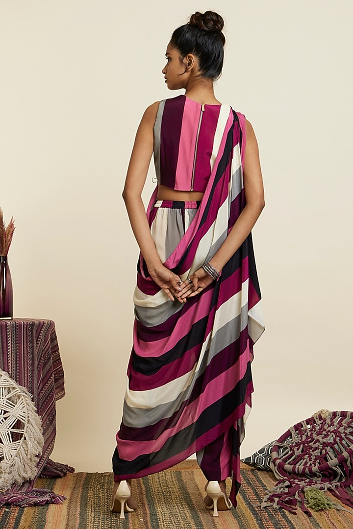 Multi-Colored Crepe Stripe Printed Co-Ord Set by SVA BY SONAM & PARAS MODI at Pernia's Pop Up Shop