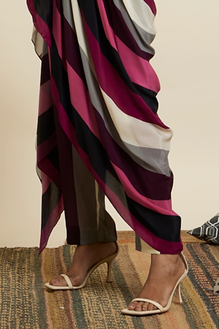 Multi-Colored Crepe Stripe Printed Co-Ord Set by SVA BY SONAM & PARAS MODI at Pernia's Pop Up Shop