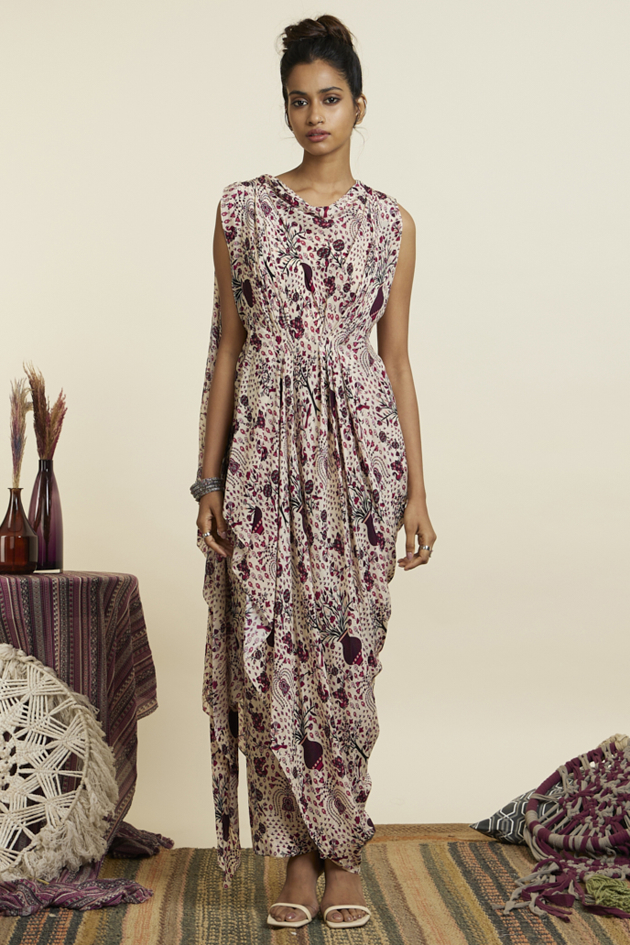 Safar Merlot Crepe Jaal Printed Co-Ord Set by SVA BY SONAM & PARAS MODI at Pernia's Pop Up Shop