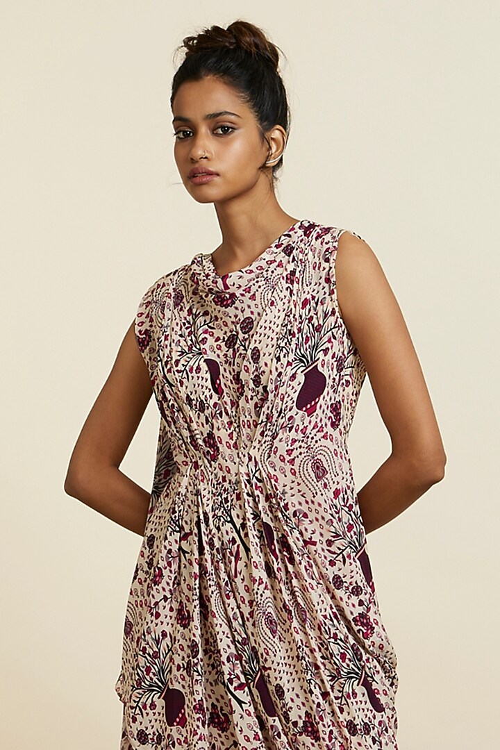Safar Merlot Crepe Jaal Printed Co-Ord Set by SVA BY SONAM & PARAS MODI at Pernia's Pop Up Shop