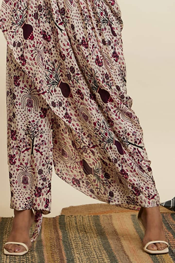 Safar Merlot Crepe Jaal Printed Co-Ord Set by SVA BY SONAM & PARAS MODI at Pernia's Pop Up Shop