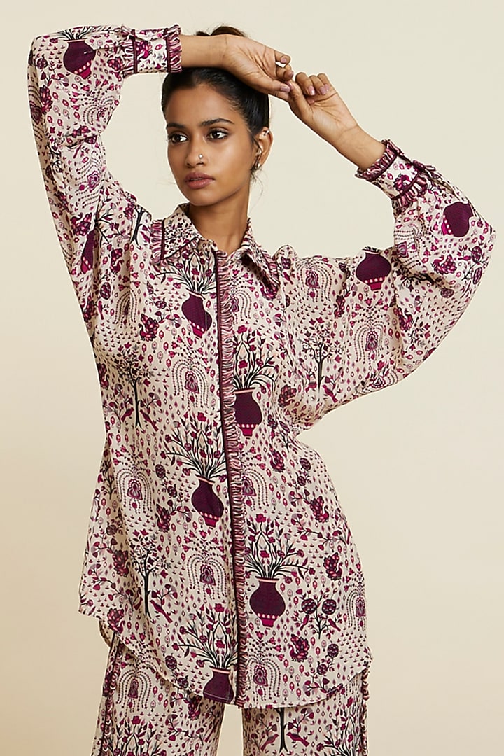 Safar Merlot Crepe Co-Ord Set by SVA BY SONAM & PARAS MODI at Pernia's Pop Up Shop