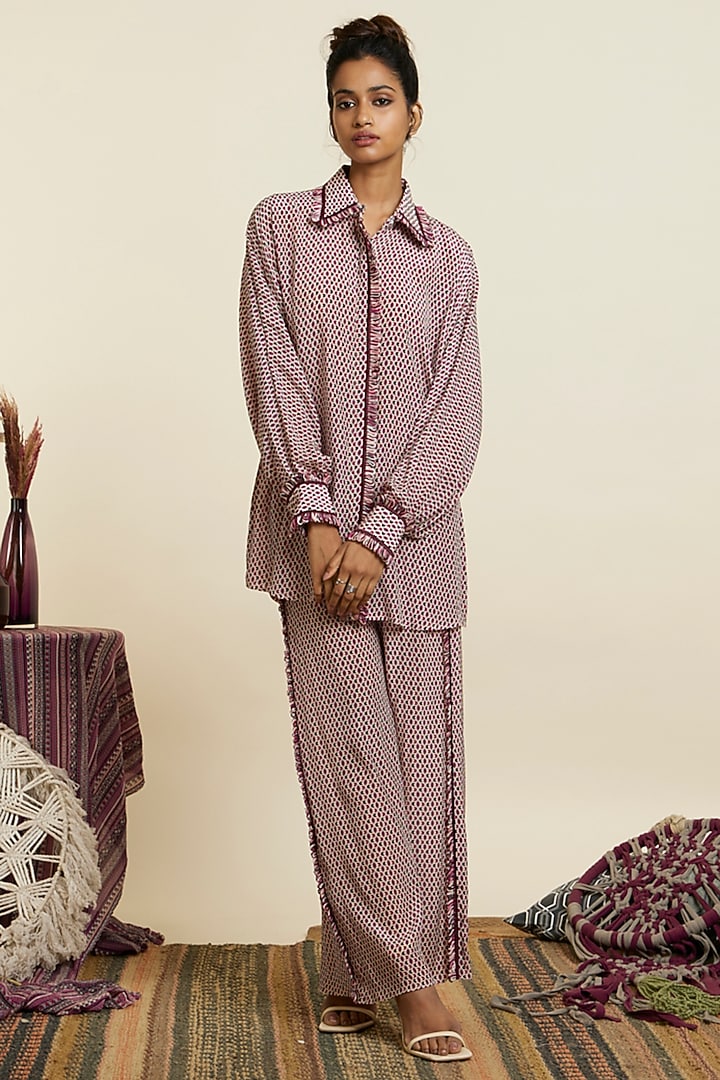 Merlot Crepe Co-Ord Set by SVA BY SONAM & PARAS MODI at Pernia's Pop Up Shop