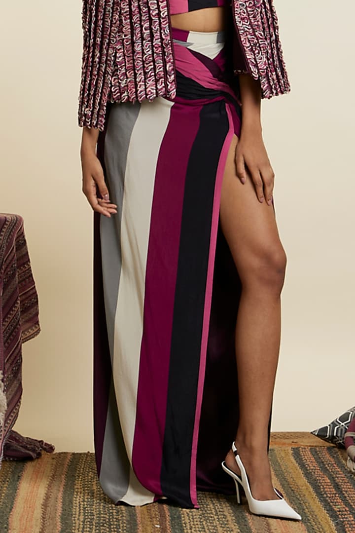 Merlot Crepe Textured Jacket Set by SVA BY SONAM & PARAS MODI at Pernia's Pop Up Shop