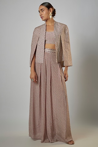 SVA Couture  Beige Saree Style Skirt Set – LIVEtheCOLLECTIVE