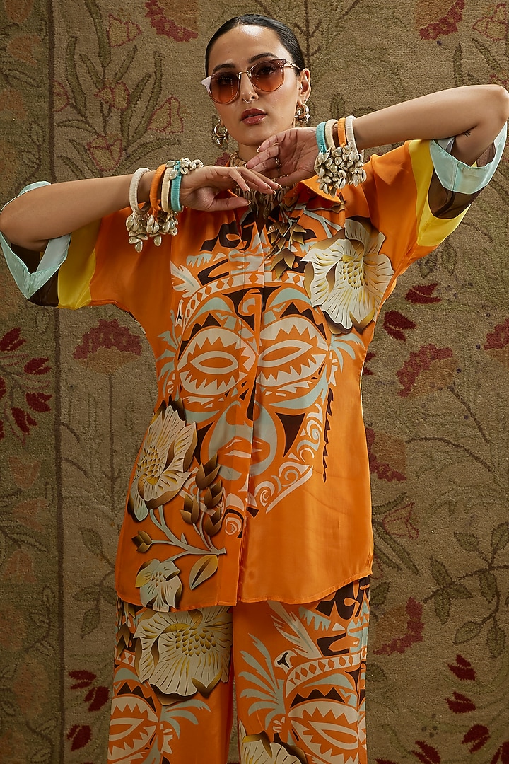 Yellow Crepe Printed Co-Ord Set by SVA BY SONAM & PARAS MODI at Pernia's Pop Up Shop