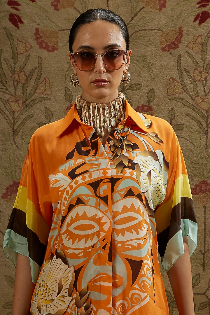 Yellow Crepe Printed Co-Ord Set by SVA BY SONAM & PARAS MODI at Pernia's Pop Up Shop