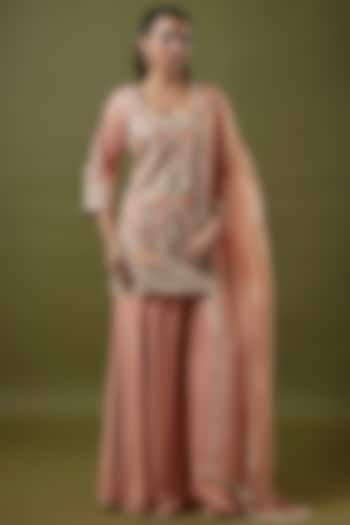 Old Rose Silk Bridal Sharara Set by SVA BY SONAM & PARAS MODI at Pernia's Pop Up Shop