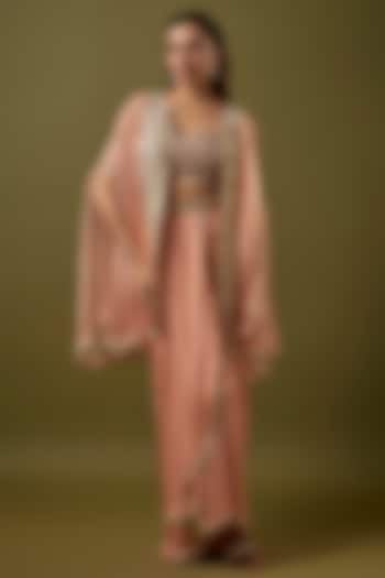 Pink Organza Cape Set by SVA BY SONAM & PARAS MODI at Pernia's Pop Up Shop