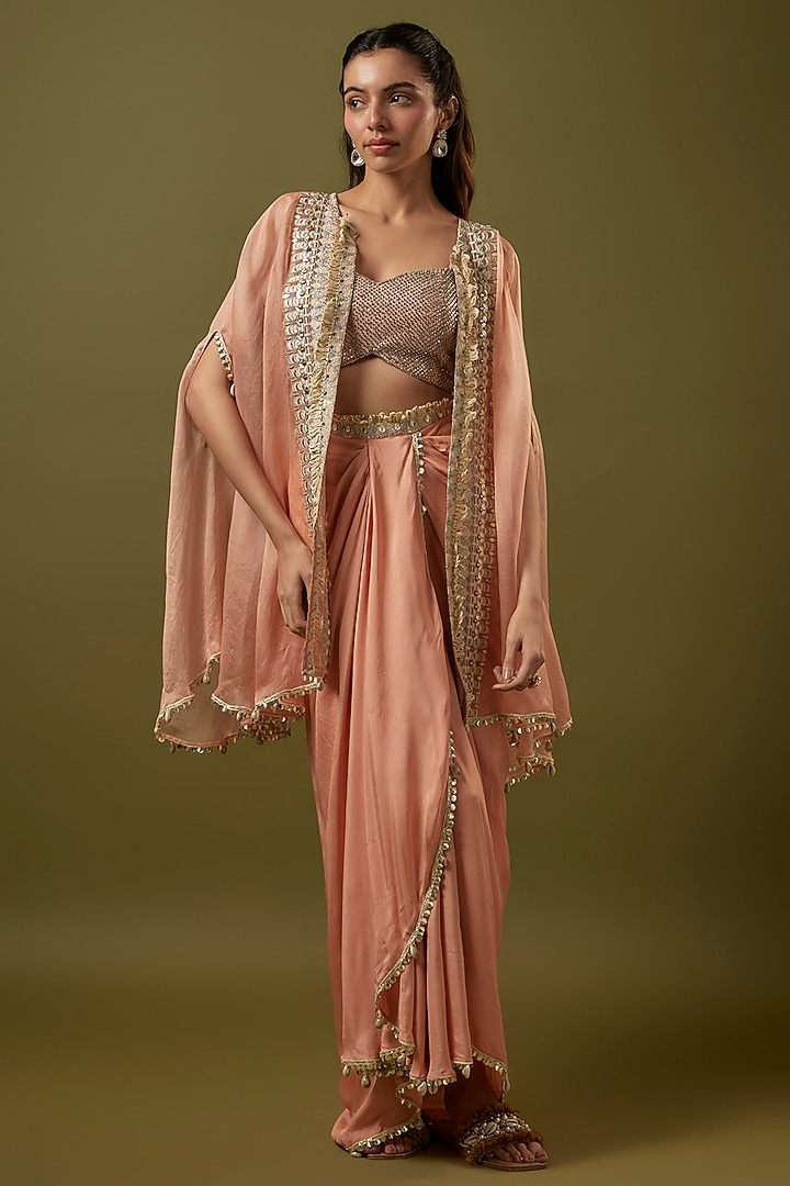 Pink Organza Cape Set by SVA BY SONAM & PARAS MODI at Pernia's Pop Up Shop