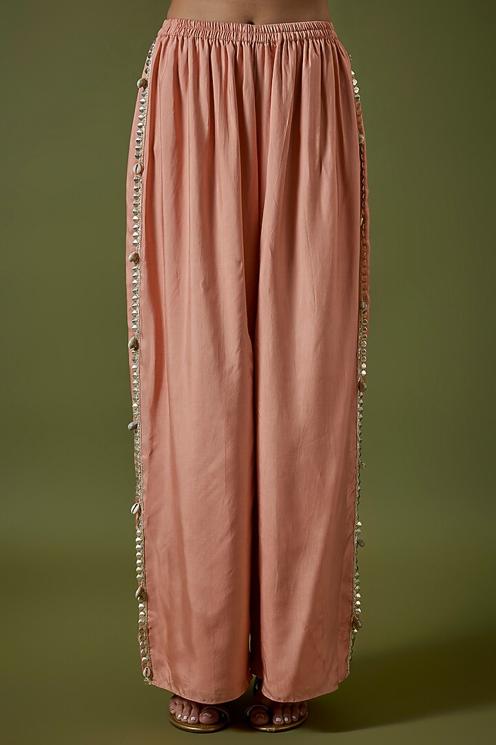 Pink Habutai Silk Embroidered Co-Ord Set by Sva By Sonam & Paras Modi at Pernia's Pop Up Shop