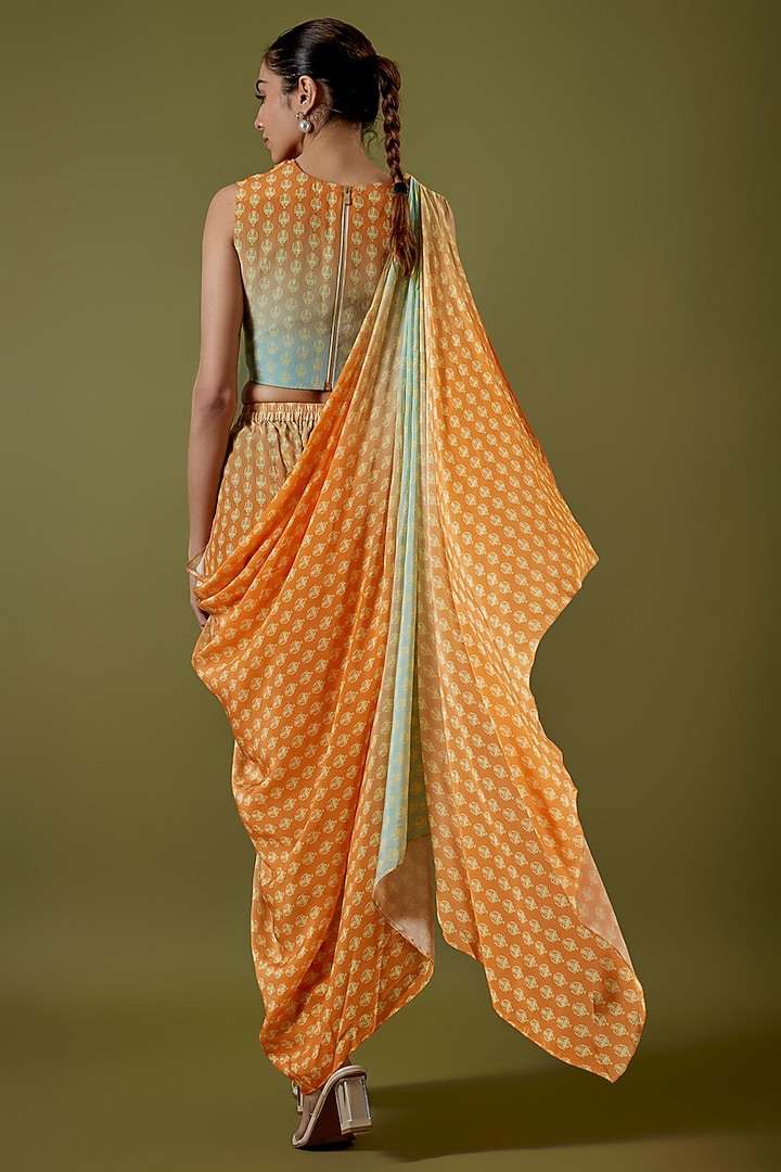 Orange-Blue Ombre Crepe Co-Ord Set by Sva By Sonam & Paras Modi at Pernia's Pop Up Shop