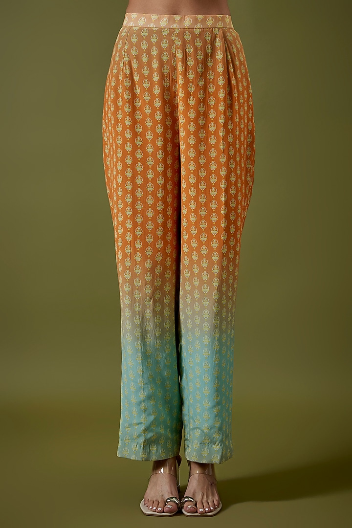 Orange-Blue Ombre Crepe Co-Ord Set by Sva By Sonam & Paras Modi at Pernia's Pop Up Shop